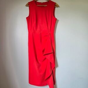 EUC CALVIN KLEIN RED RUFFLED BOTTOM BODYCON PARTY DRESS SIZE 8